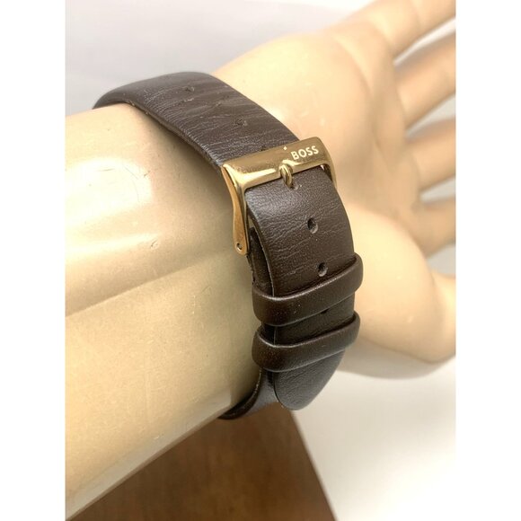 Hugo Boss Mens Watch 1514103 Tyler Quartz Rose Gold Blue Dial Brown Leather 43mm - Picture 9 of 13